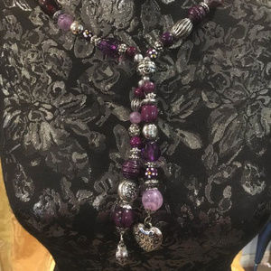 Powerful Purple & Silver Beaded Necklace